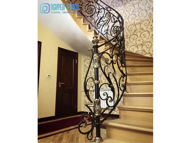 Luxury wrought iron interior railing for stairs