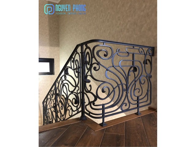 Luxury wrought iron interior railing for stairs