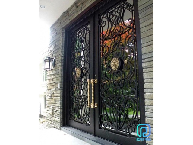 Custom wrought iron double doors, arch doors manufacturer