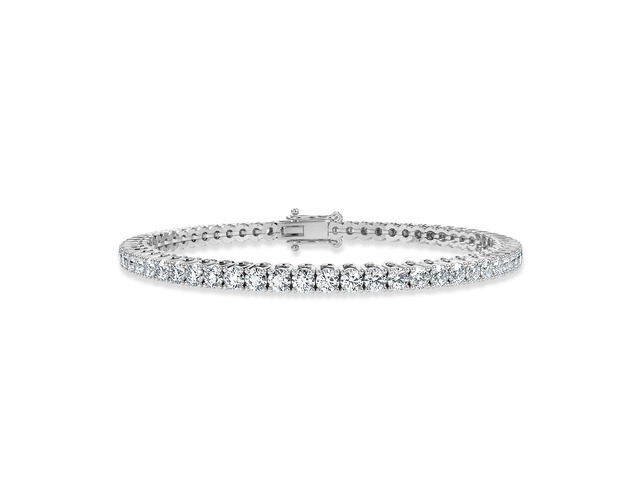 18K White Gold Round Diamond Claw Set Tennis Bracelet