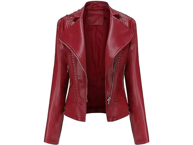 Jorde Calf Women’s Casual Studded Shoulder Leather Jacket