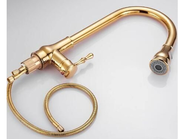 Antique Golden Brass Scalable Kitchen Spray Pull Out Kitchen Sink Tap TG0148