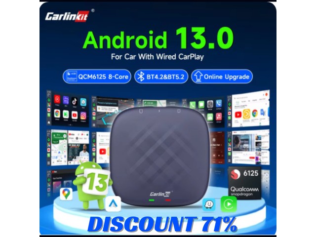 Android 13 CarlinKit Android Auto Wireless CarPlay AI TV Box QCM6125 8-Core Split Screen 64G 128G