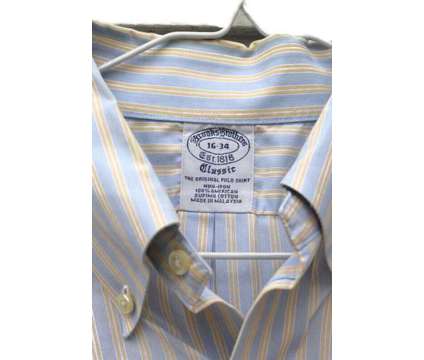Brooks Brothers Men’s Classic Long Sleeve Dress Shirt Blue Striped Size 16-34