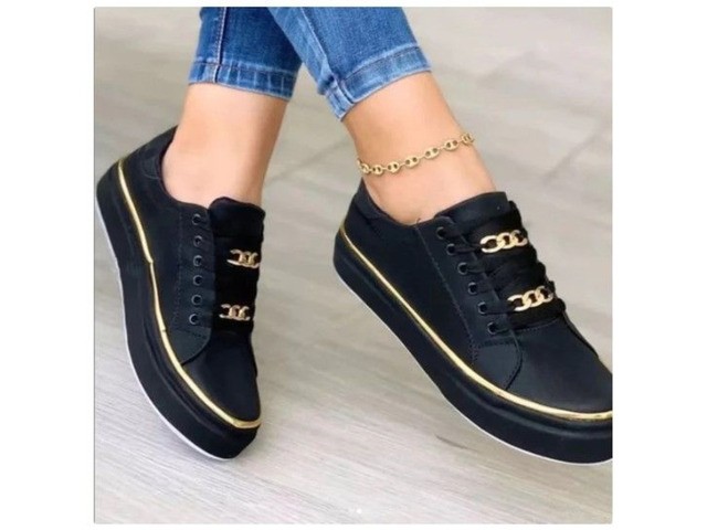 Chain Flats Shoes Thick Bottom Loafers For Walking Sports Shoes For Women